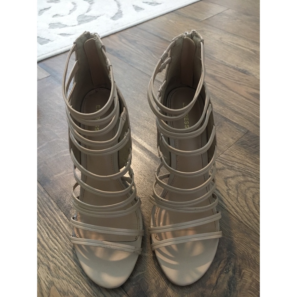 Strappy Nude Express Wedge Heels